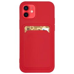 Card Case silicone wallet case with card holder documents for iPhone 12 Pro Max red (Red) цена и информация | Чехлы для телефонов | kaup24.ee
