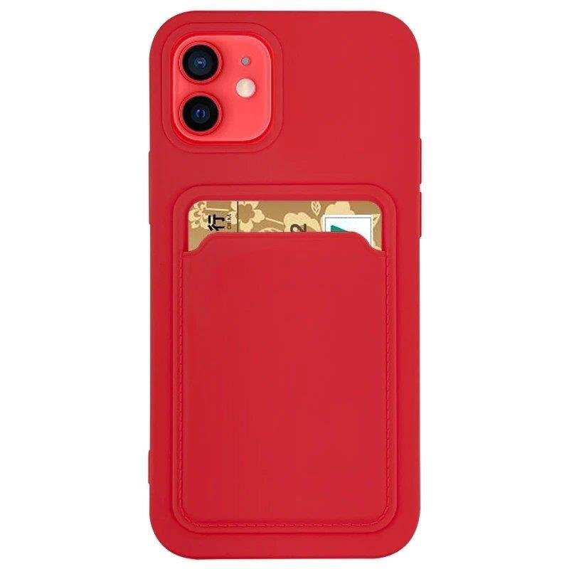 Card Case silicone wallet case with card holder documents for iPhone 13 mini red (Red) hind ja info | Telefoni kaaned, ümbrised | kaup24.ee