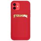 Card Case silicone wallet case with card holder documents for iPhone 13 mini red (Red) hind ja info | Telefoni kaaned, ümbrised | kaup24.ee