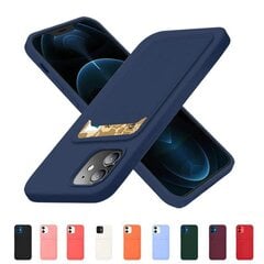 Card Case silicone wallet case with card holder documents for iPhone 13 Pro navy blue (Navy Blue) hind ja info | Telefoni kaaned, ümbrised | kaup24.ee
