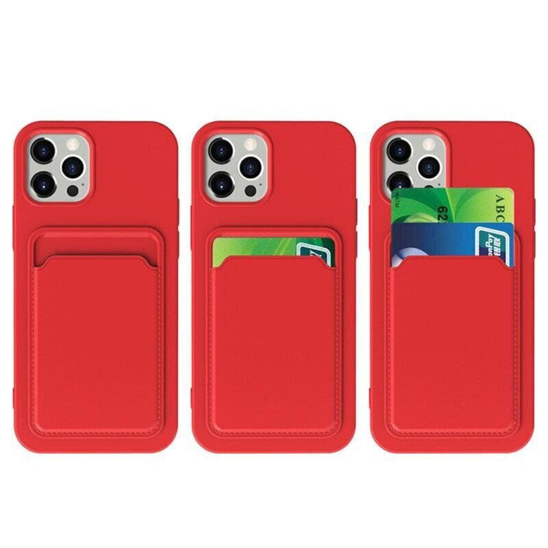 Card Case silicone wallet case with card holder documents for Samsung Galaxy A21S red (Red) цена и информация | Telefoni kaaned, ümbrised | kaup24.ee