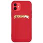 Card Case silicone wallet case with card holder documents for Samsung Galaxy A21S red (Red) цена и информация | Telefoni kaaned, ümbrised | kaup24.ee