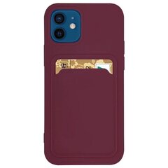 Card Case silicone wallet case with card holder documents for Samsung Galaxy A22 4G burgundy (Brown) цена и информация | Чехлы для телефонов | kaup24.ee