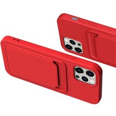Card Case silicone wallet case with card holder documents for Samsung Galaxy A22 5G red (Red) hind ja info | Telefoni kaaned, ümbrised | kaup24.ee