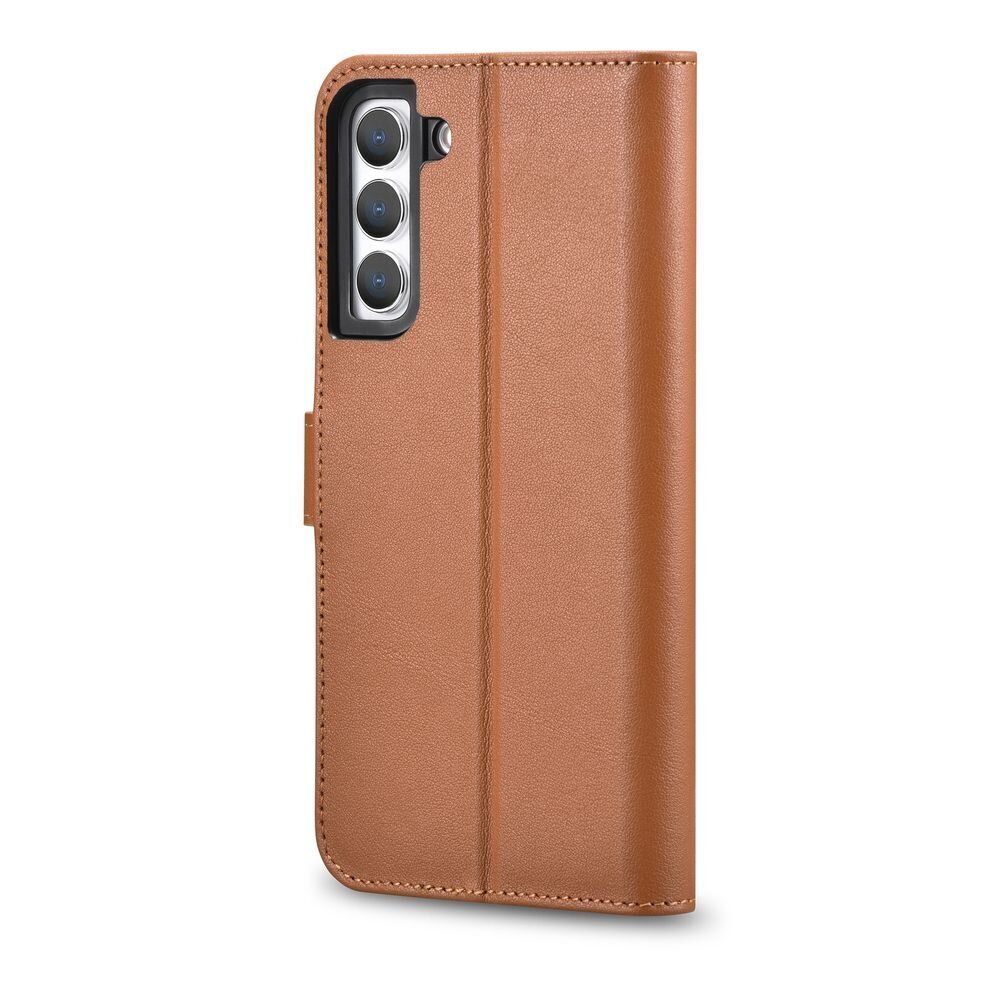 iCarer Haitang Leather Wallet Case Leather Case for Samsung Galaxy S22 + (S22 Plus) Wallet Housing Cover Brown (AKSM05BN) (Brown) hind ja info | Telefoni kaaned, ümbrised | kaup24.ee