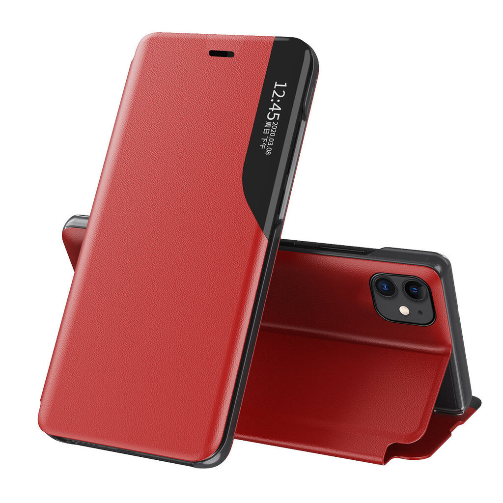 Eco Leather View Case elegant bookcase type case with kickstand for iPhone 13 mini red (Red) цена и информация | Telefoni kaaned, ümbrised | kaup24.ee