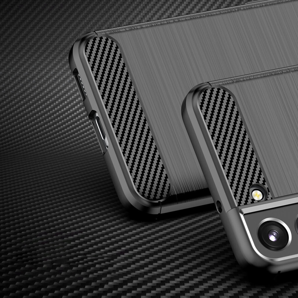 Carbon Case Flexible TPU Cover for Samsung Galaxy S22 + (S22 Plus) black цена и информация | Telefoni kaaned, ümbrised | kaup24.ee