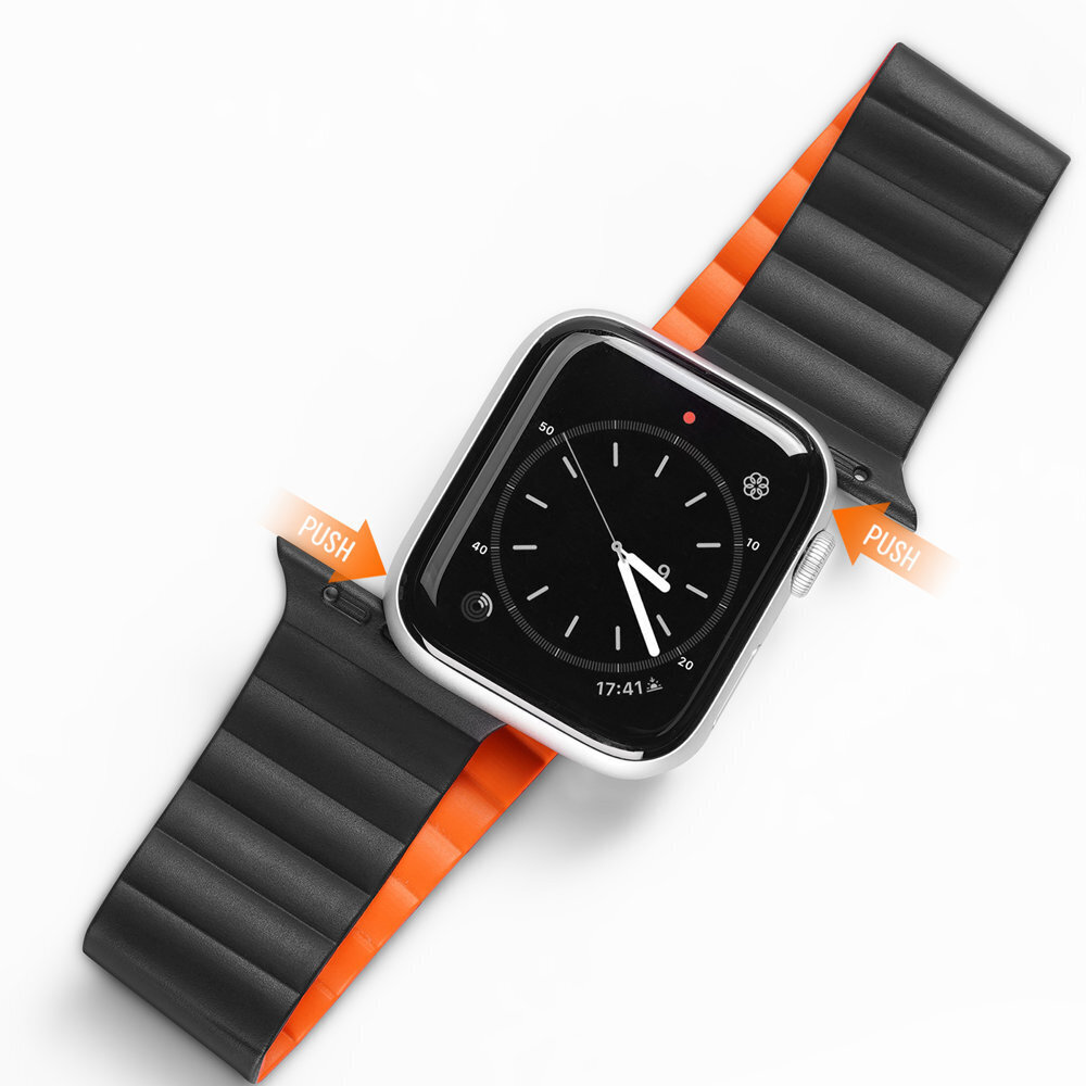 Dux Ducis Magnetic Strap Watch Strap 7/6/5/4/3/2 / SE (41/40 / 38mm) Magnetic Band Black / Orange (Chain Version) (Black || Orange) цена и информация | Nutikellade ja nutivõrude tarvikud | kaup24.ee