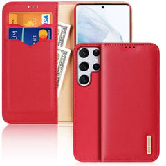 Dux Ducis Hivo Leather Flip Cover Genuine Leather Wallet For Cards And Documents Samsung Galaxy S22 Ultra Red (Red) цена и информация | Чехлы для телефонов | kaup24.ee