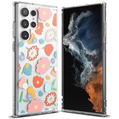 Ringke Fusion Design Armored Case Cover with Gel Frame for Samsung Galaxy S22 Ultra transparent (Floral) (F594R31) (Przezroczysty (Floral)) hind ja info | Telefoni kaaned, ümbrised | kaup24.ee