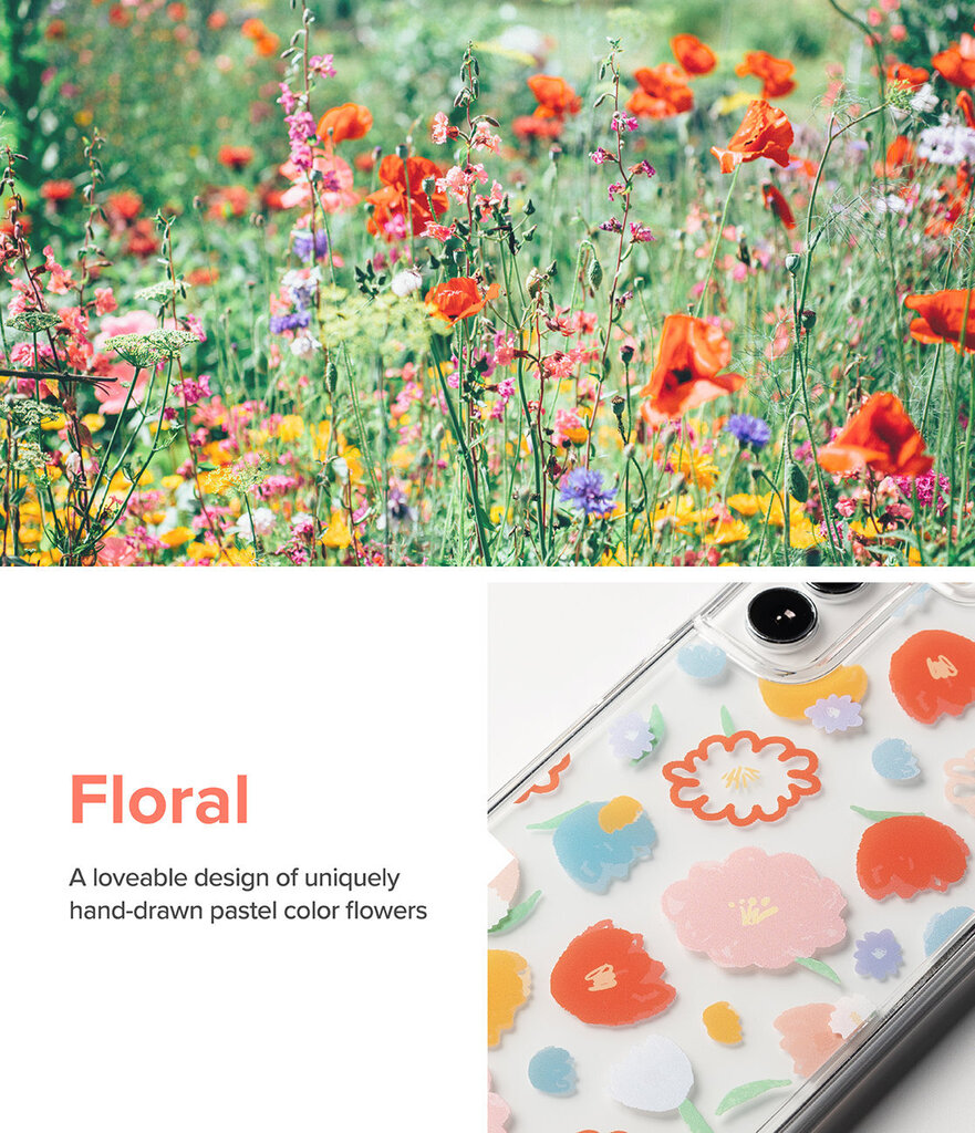Ringke Fusion Design Armored Case Cover with Gel Frame for Samsung Galaxy S22 + (S22 Plus) transparent (Floral) (F593R31) (Przezroczysty (Floral)) цена и информация | Telefoni kaaned, ümbrised | kaup24.ee