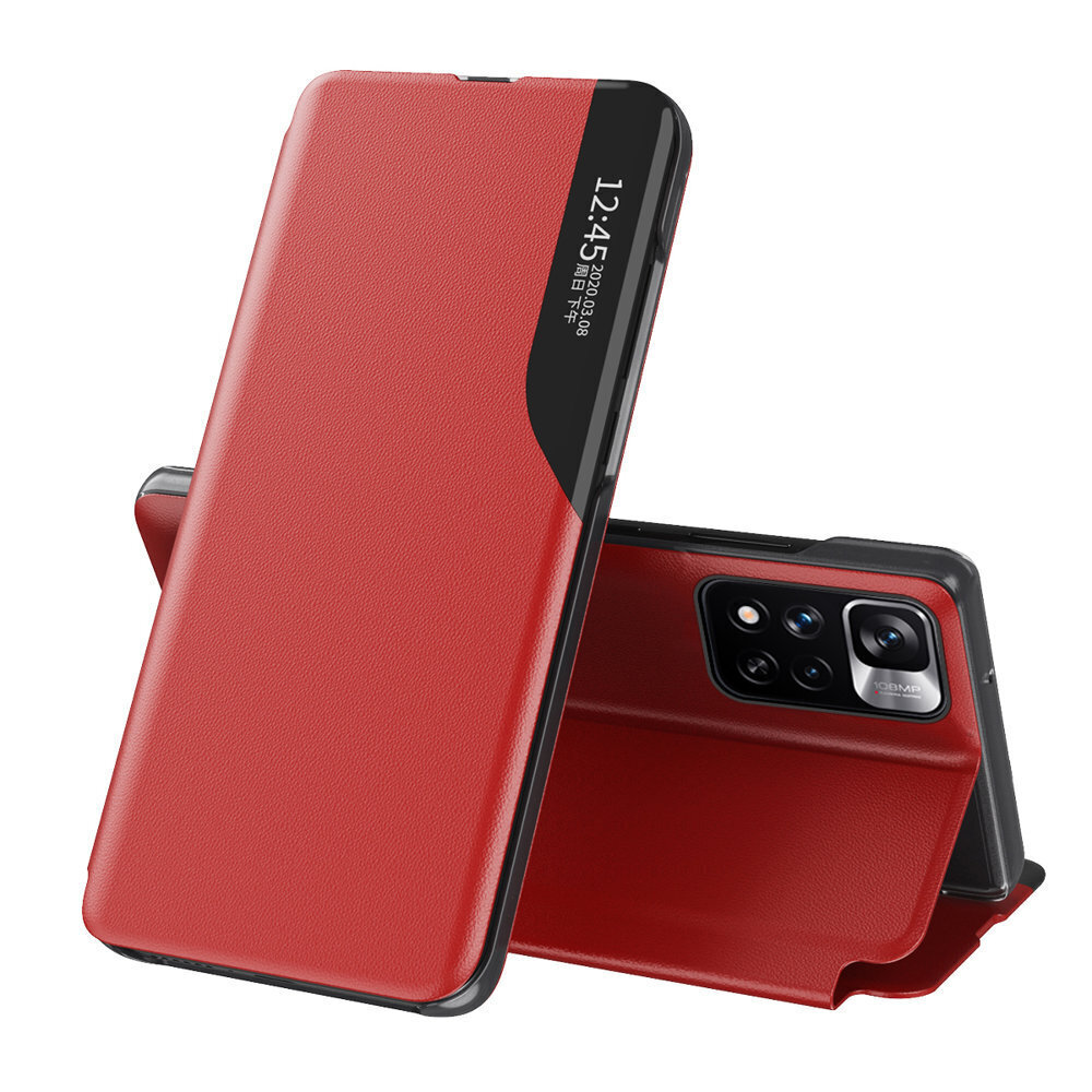 Eco Leather View Case Elegant Flip Cover with Stand Function Poco M4 Pro 5G Red (Red) цена и информация | Telefoni kaaned, ümbrised | kaup24.ee