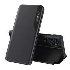 Eco Leather View Case elegant case with a flip cover and stand function for Samsung Galaxy S22 Ultra black (Black) hind ja info | Telefoni kaaned, ümbrised | kaup24.ee