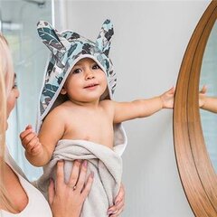 Kapuutsiga rätik BabyOno Bunny Ears, 937, hall цена и информация | Maudynių prekės | kaup24.ee