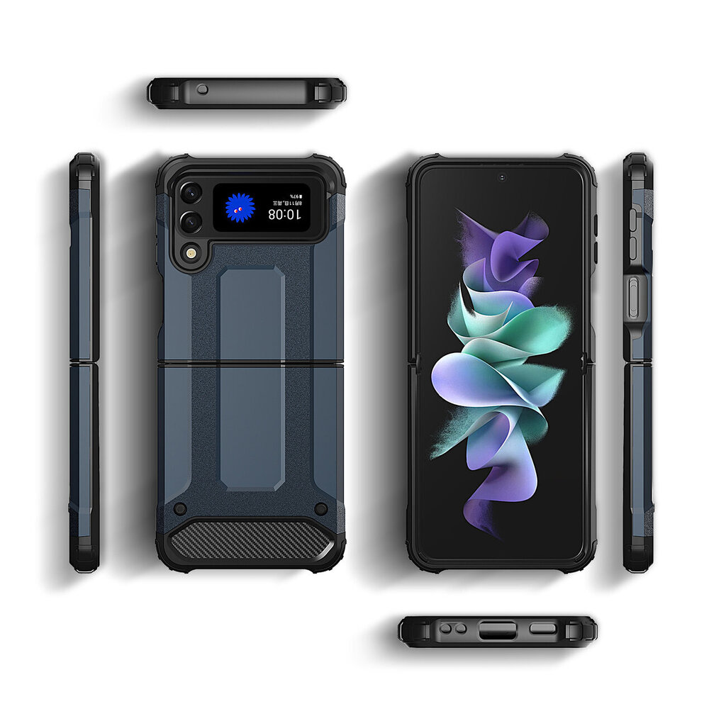 Hybrid Armor Case Tough Rugged Cover for Samsung Galaxy Z Flip 3 black hind ja info | Telefoni kaaned, ümbrised | kaup24.ee