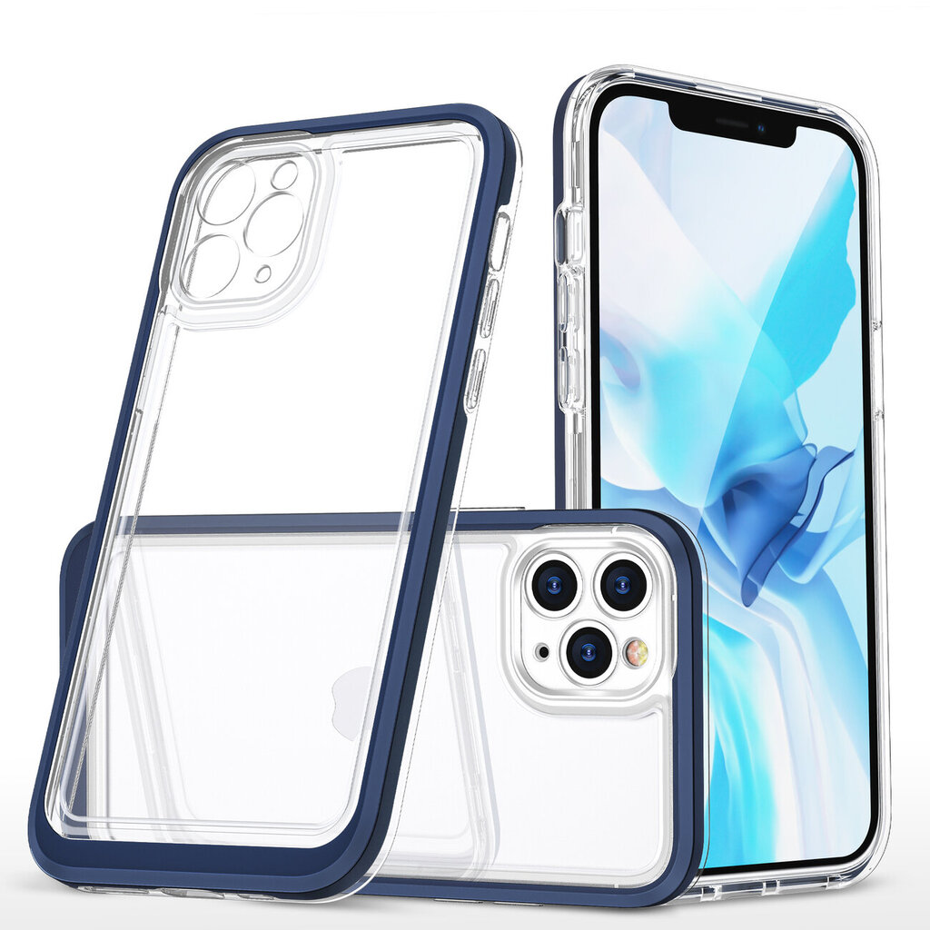 Clear 3in1 case for iPhone 11 Pro blue frame gel cover (Niebieski) цена и информация | Telefoni kaaned, ümbrised | kaup24.ee