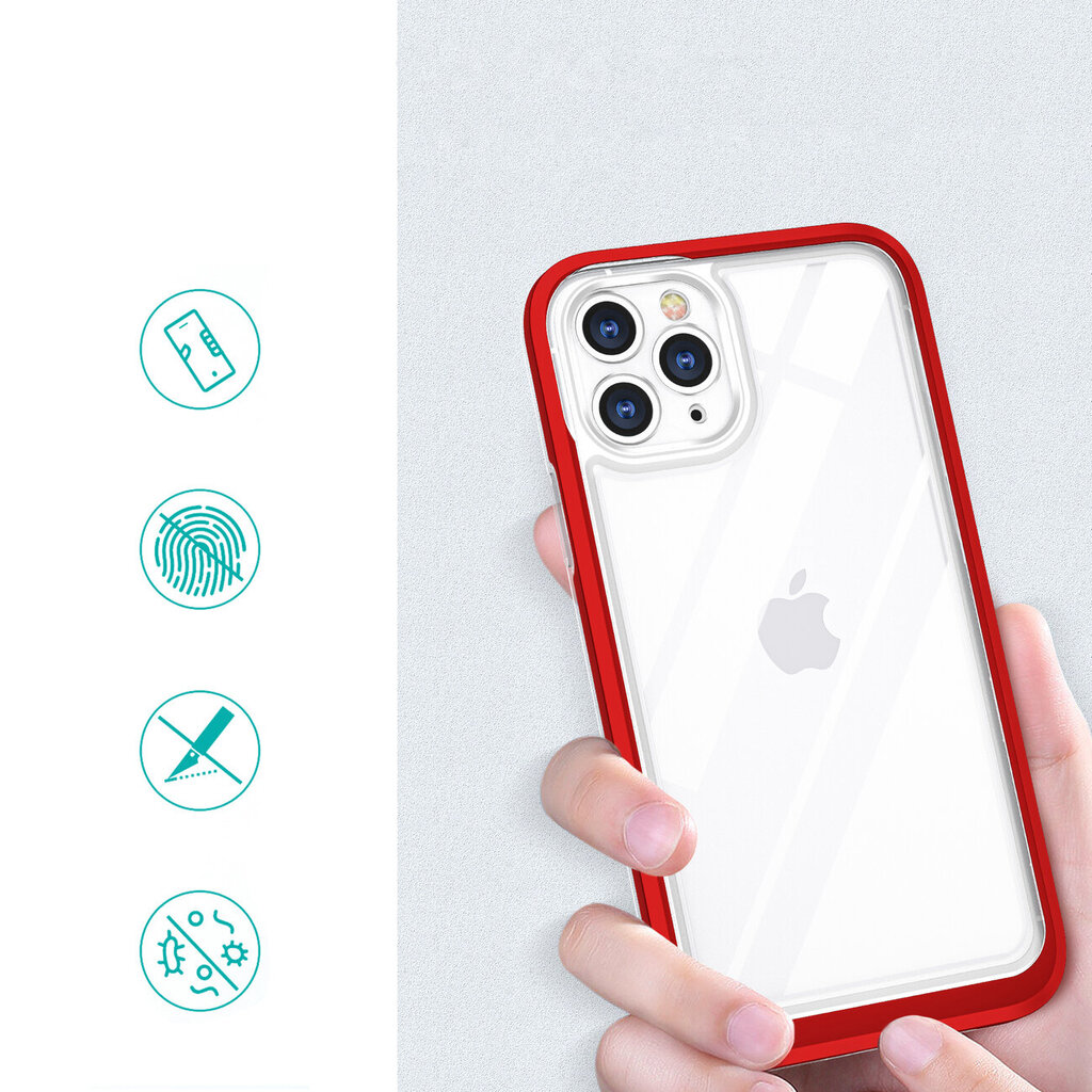 Clear 3in1 case for iPhone 11 Pro frame cover gel red (Red) цена и информация | Telefoni kaaned, ümbrised | kaup24.ee