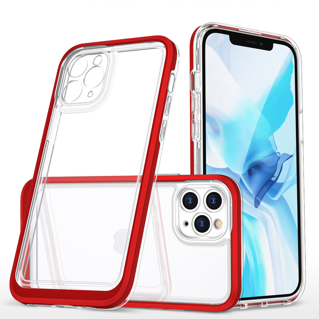 Clear 3in1 case for iPhone 11 Pro frame cover gel red (Red) цена и информация | Telefoni kaaned, ümbrised | kaup24.ee