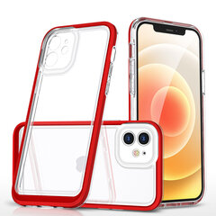 Clear 3in1 case for iPhone 12 frame gel cover red (Red) hind ja info | Telefoni kaaned, ümbrised | kaup24.ee