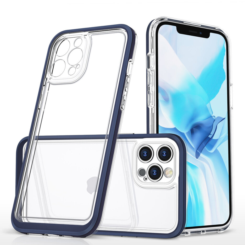 Clear 3in1 case for iPhone 12 Pro blue frame gel cover (Niebieski) цена и информация | Telefoni kaaned, ümbrised | kaup24.ee