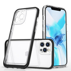 Clear 3in1 case for iPhone 12 Pro Max case gel cover with frame black (Black) hind ja info | Telefoni kaaned, ümbrised | kaup24.ee
