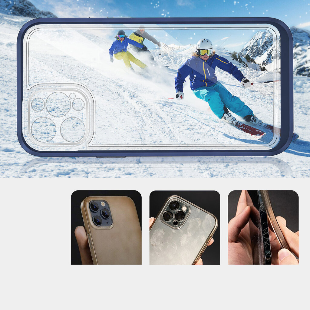 Clear 3in1 case for iPhone 12 Pro Max blue frame gel cover (Niebieski) цена и информация | Telefoni kaaned, ümbrised | kaup24.ee