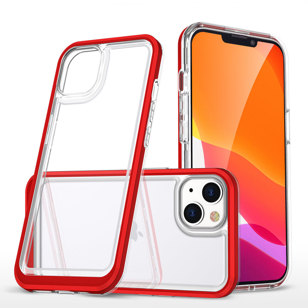 Clear 3in1 Case for iPhone 13 Frame Cover Gel Red (Red) цена и информация | Telefoni kaaned, ümbrised | kaup24.ee