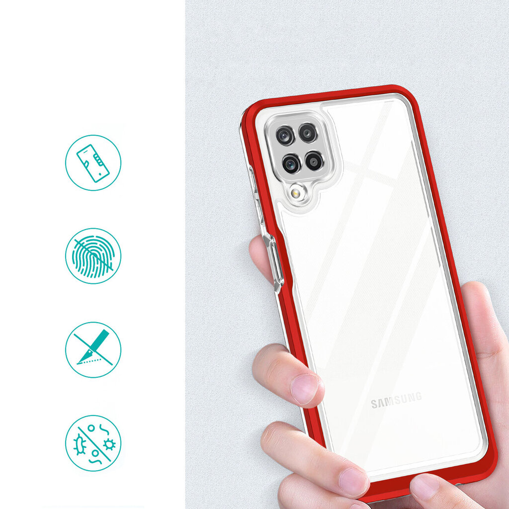 Clear 3in1 Case for Samsung Galaxy A12 5G Frame Gel Cover Red (Red) hind ja info | Telefoni kaaned, ümbrised | kaup24.ee