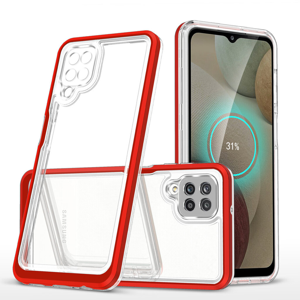 Clear 3in1 Case for Samsung Galaxy A12 5G Frame Gel Cover Red (Red) hind ja info | Telefoni kaaned, ümbrised | kaup24.ee