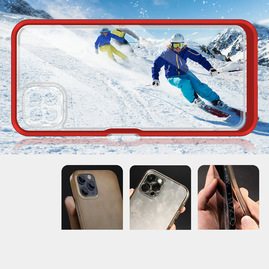 Clear 3in1 Case for Samsung Galaxy A22 5G Frame Gel Cover Red (Red) цена и информация | Telefoni kaaned, ümbrised | kaup24.ee