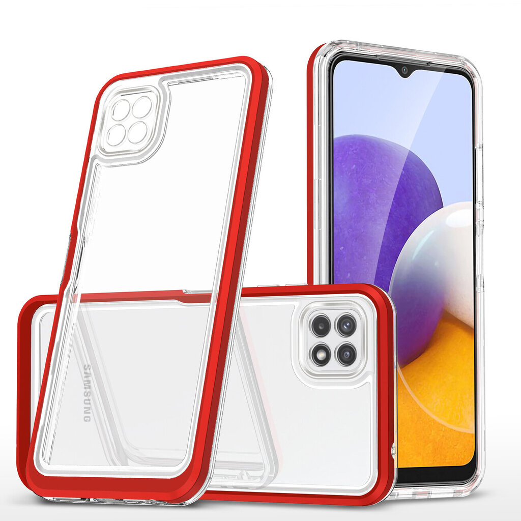Clear 3in1 Case for Samsung Galaxy A22 5G Frame Gel Cover Red (Red) hind ja info | Telefoni kaaned, ümbrised | kaup24.ee