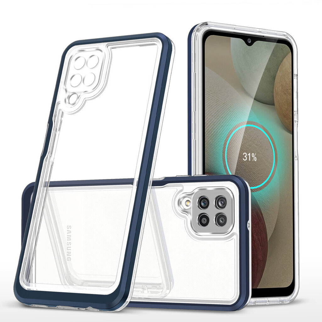 Clear 3in1 Case for Samsung Galaxy A22 4G Frame Gel Cover Blue (Niebieski) цена и информация | Telefoni kaaned, ümbrised | kaup24.ee