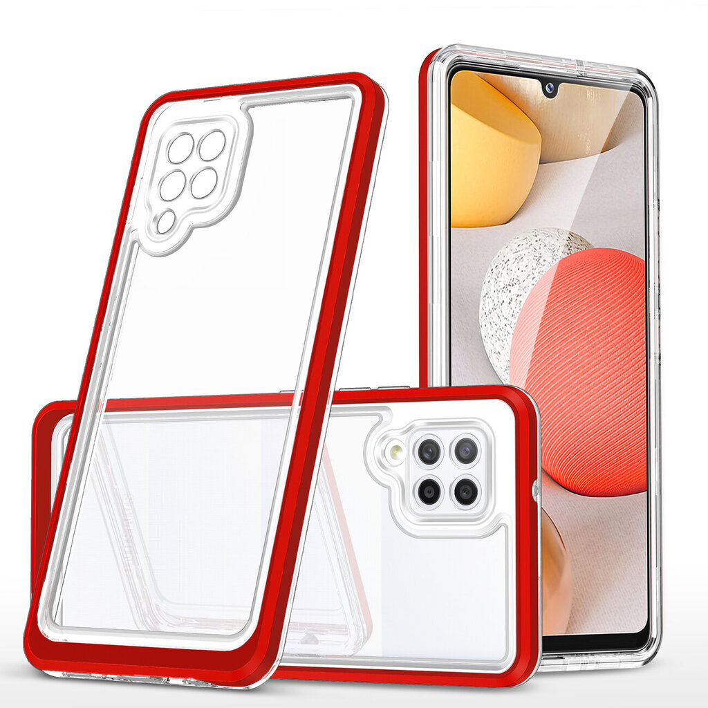 Clear 3in1 Case for Samsung Galaxy A42 5G Frame Gel Cover Red (Red) hind ja info | Telefoni kaaned, ümbrised | kaup24.ee