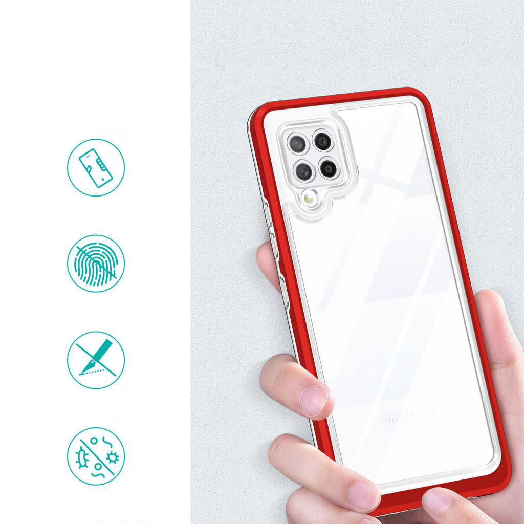 Clear 3in1 Case for Samsung Galaxy A42 5G Frame Gel Cover Red (Red) hind ja info | Telefoni kaaned, ümbrised | kaup24.ee