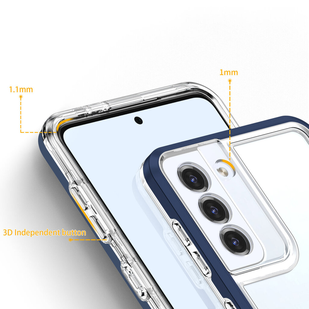 Clear 3in1 Case for Samsung Galaxy S21 + 5G (S21 Plus 5G) Frame Gel Cover Blue (Niebieski) цена и информация | Telefoni kaaned, ümbrised | kaup24.ee