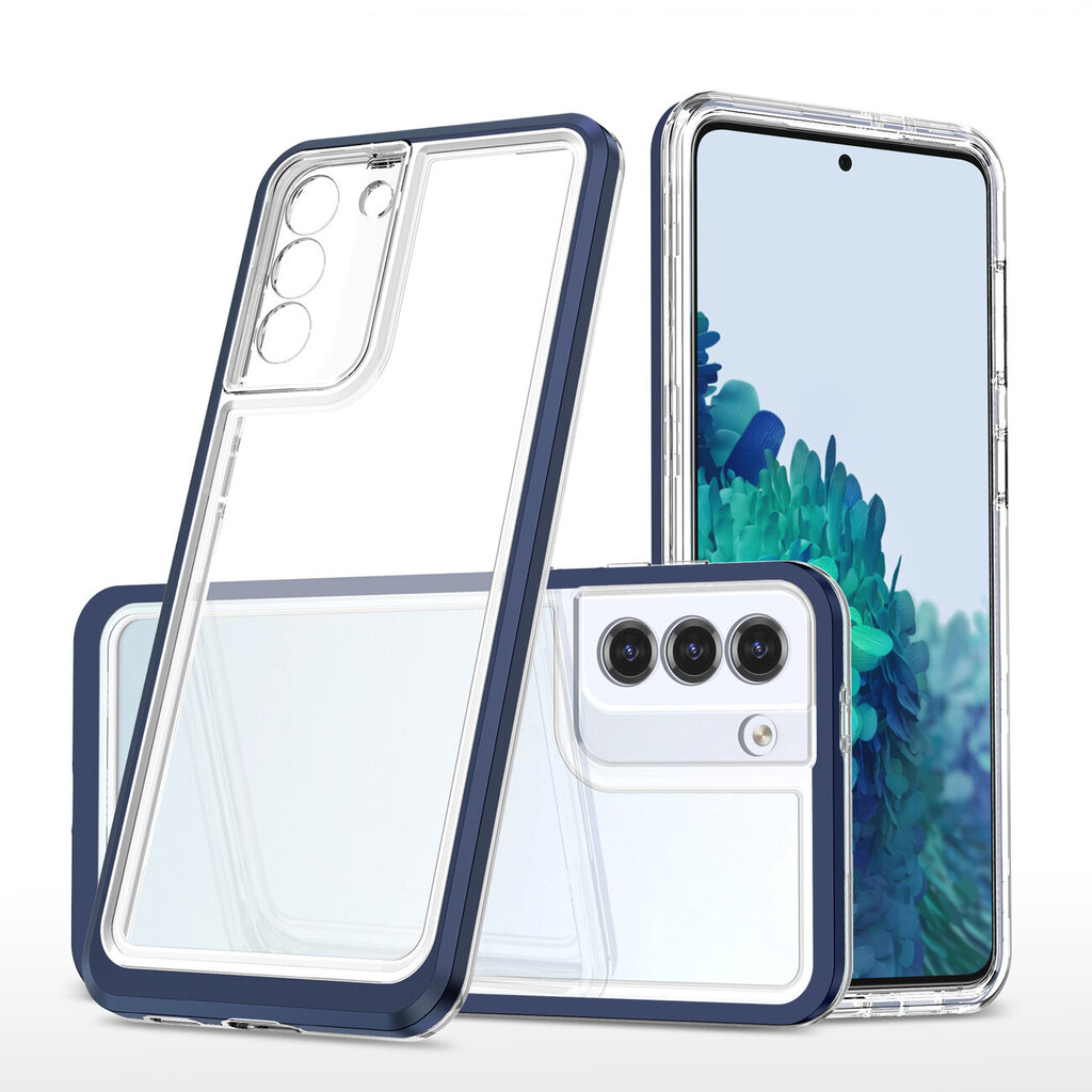 Clear 3in1 Case for Samsung Galaxy S21 + 5G (S21 Plus 5G) Frame Gel Cover Blue (Niebieski) цена и информация | Telefoni kaaned, ümbrised | kaup24.ee