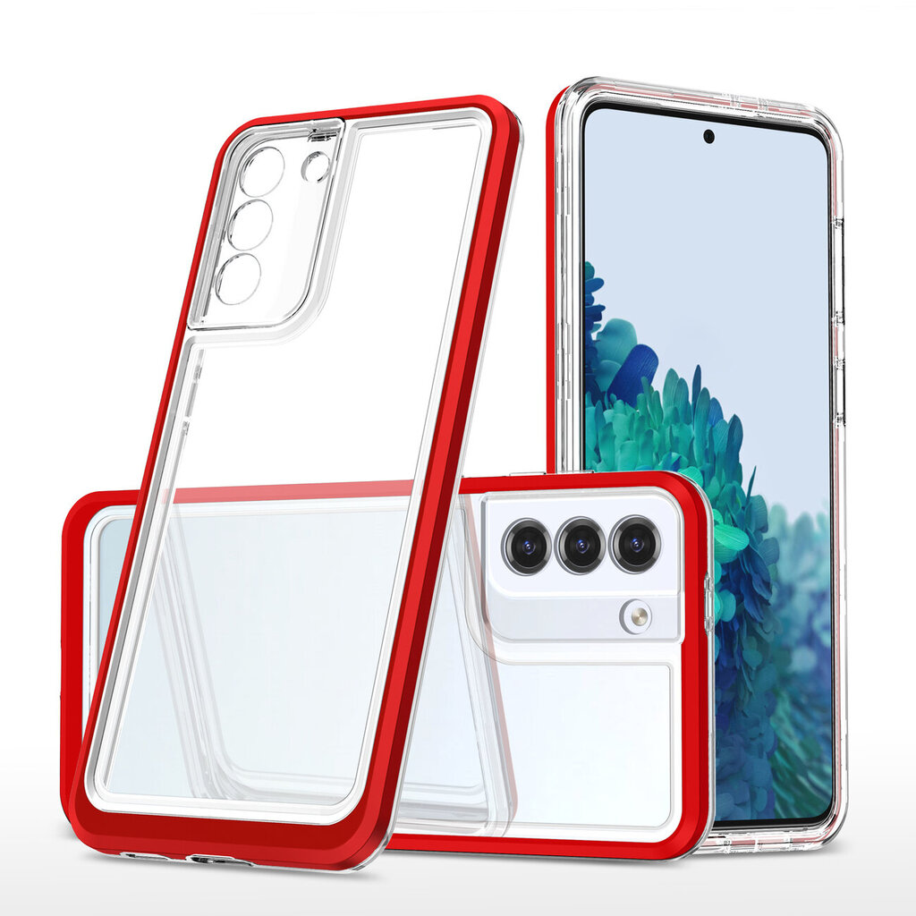 Clear 3in1 Case for Samsung Galaxy S21 FE Frame Cover Gel Red (Red) цена и информация | Telefoni kaaned, ümbrised | kaup24.ee
