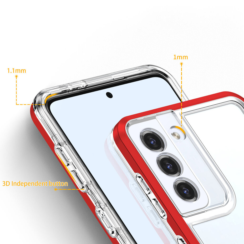 Clear 3in1 Case for Samsung Galaxy S21 FE Frame Cover Gel Red (Red) hind ja info | Telefoni kaaned, ümbrised | kaup24.ee