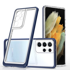 Clear 3in1 Case for Samsung Galaxy S22 Ultra Frame Gel Cover Blue (Niebieski) hind ja info | Telefoni kaaned, ümbrised | kaup24.ee