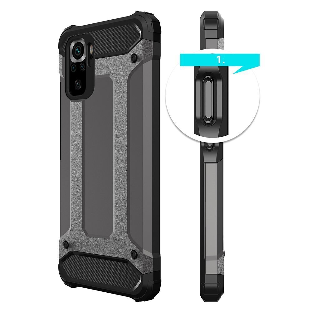 Hybrid Armor Case Tough Rugged Cover for Xiaomi Poco M4 Pro 5G black (Black) цена и информация | Telefoni kaaned, ümbrised | kaup24.ee