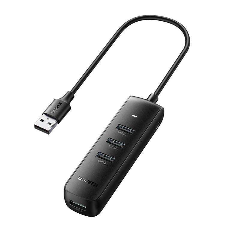 UGREEN CM416 4in1 USB to 4x USB adapter 0.25m (black) hind ja info | USB jagajad, adapterid | kaup24.ee