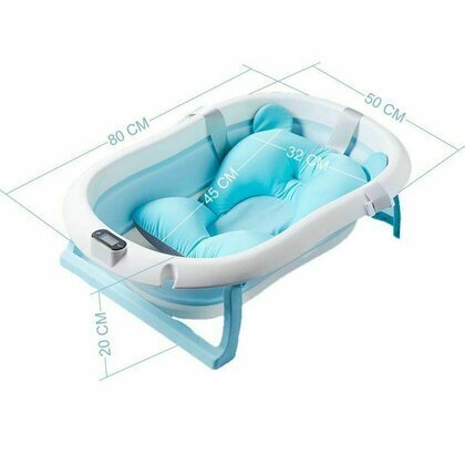 Primabobo Premium kokkupandav vann elektroonilise termomeetri ja vannipadjaga, 80 cm, sinine hind ja info | Vannitooted | kaup24.ee