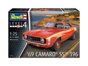 Revell - '69 Camaro SS 396, 1/25, 07712 цена и информация | Конструкторы и кубики | kaup24.ee