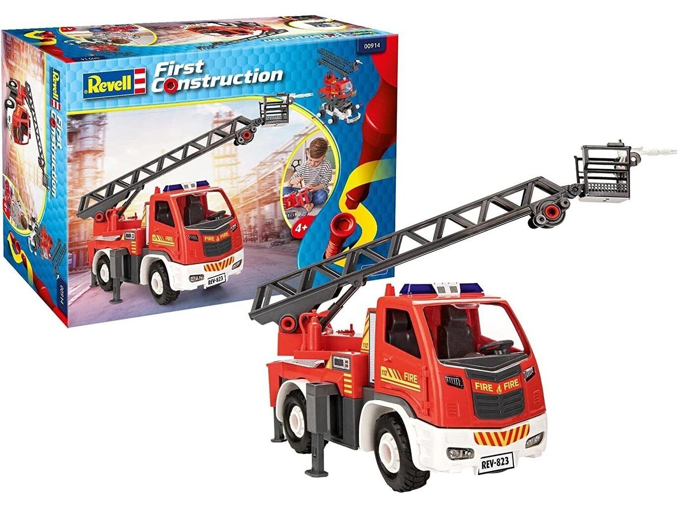 Revell - First Construction Fire engine ladder truck, 1/20, 00914 hind ja info | Klotsid ja konstruktorid | kaup24.ee