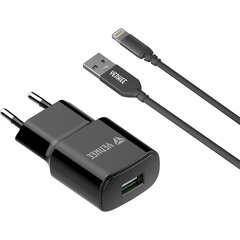 Зарядное устройство YENKEE, USB-A, 12 Вт+ lightning 2,4 А, 1 м цена и информация | Зарядные устройства для телефонов | kaup24.ee