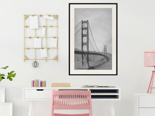 Poster Bridge in San Franciscos, must raam koos paspartuuga цена и информация | Картины, живопись | kaup24.ee