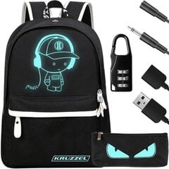 Рюкзак Kruzzel с USB-подключением и подсветкой, черный цена и информация | Школьные рюкзаки, спортивные сумки | kaup24.ee