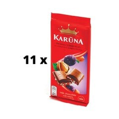 Šokolaad Karuna, piim, rosinate ja pähklitega, 90 g x 11 tk цена и информация | Сладости | kaup24.ee