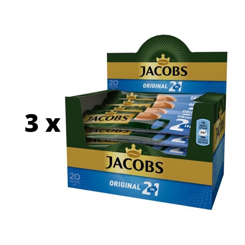Lahustuv kohvijook Jacobs, 2 in 1, karp, 20 x 14 g x 3 pakki цена и информация | Kohv, kakao | kaup24.ee