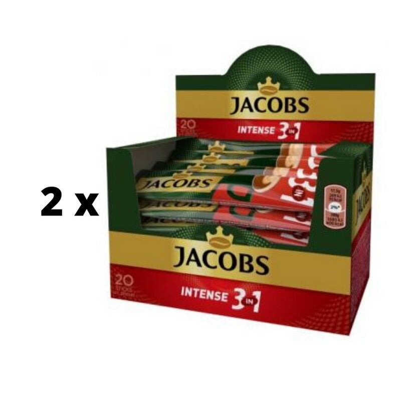 Lahustuv kohvijook Jacobs 3 in 1 Intense, 20 x 17,5 g x 2 pakki цена и информация | Kohv, kakao | kaup24.ee